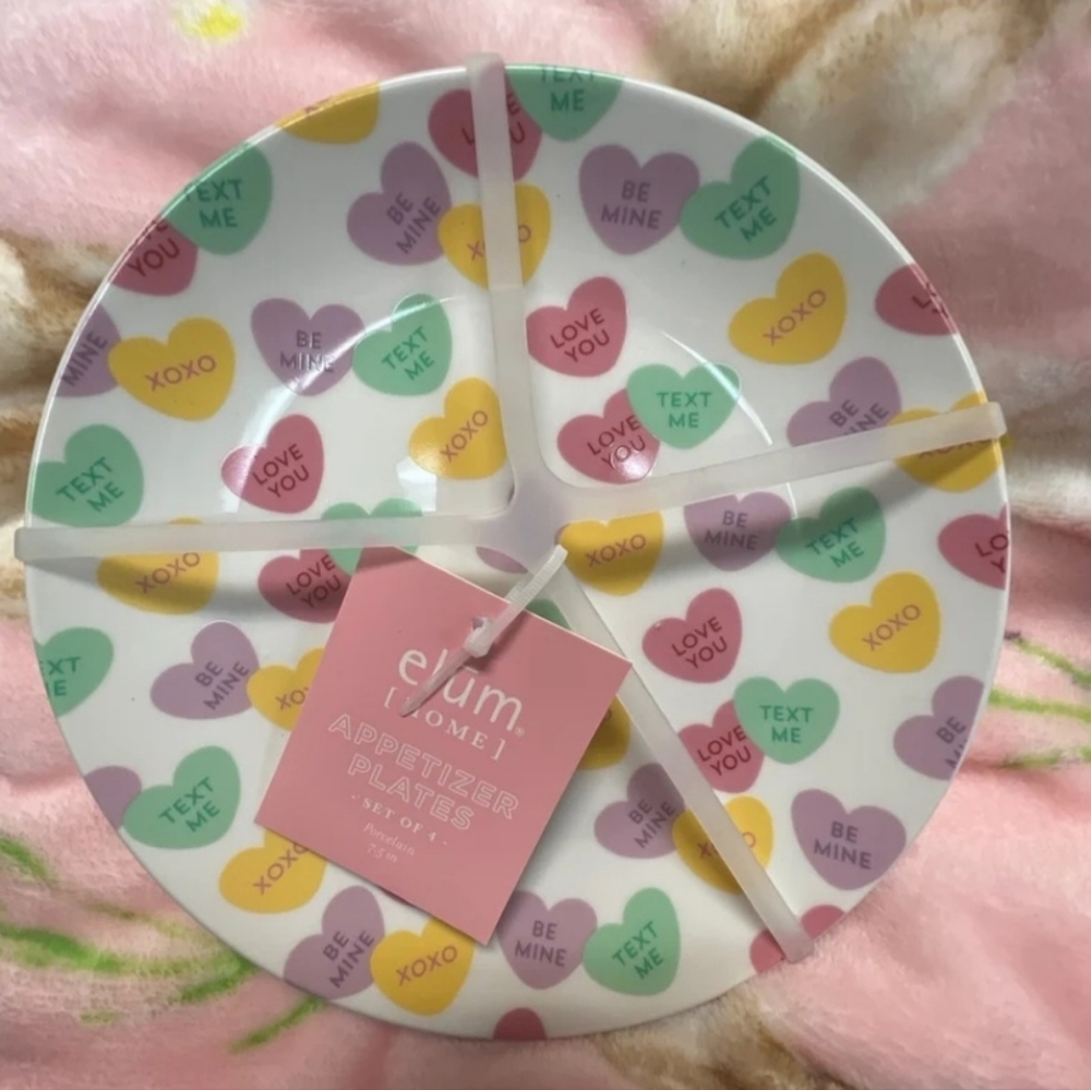 Conversation Heart Plates set of 4
